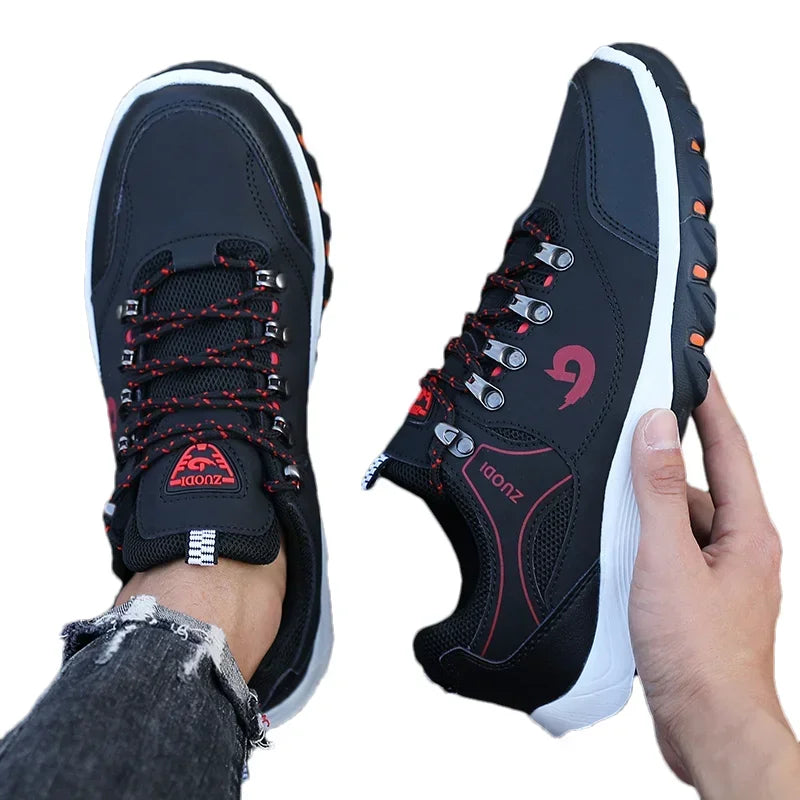 Waterproof Men's Leather Hiking Shoes Camping Running Jogging Shoes Breathable Athletic Trainer Masculino Zapatillas De Deporte