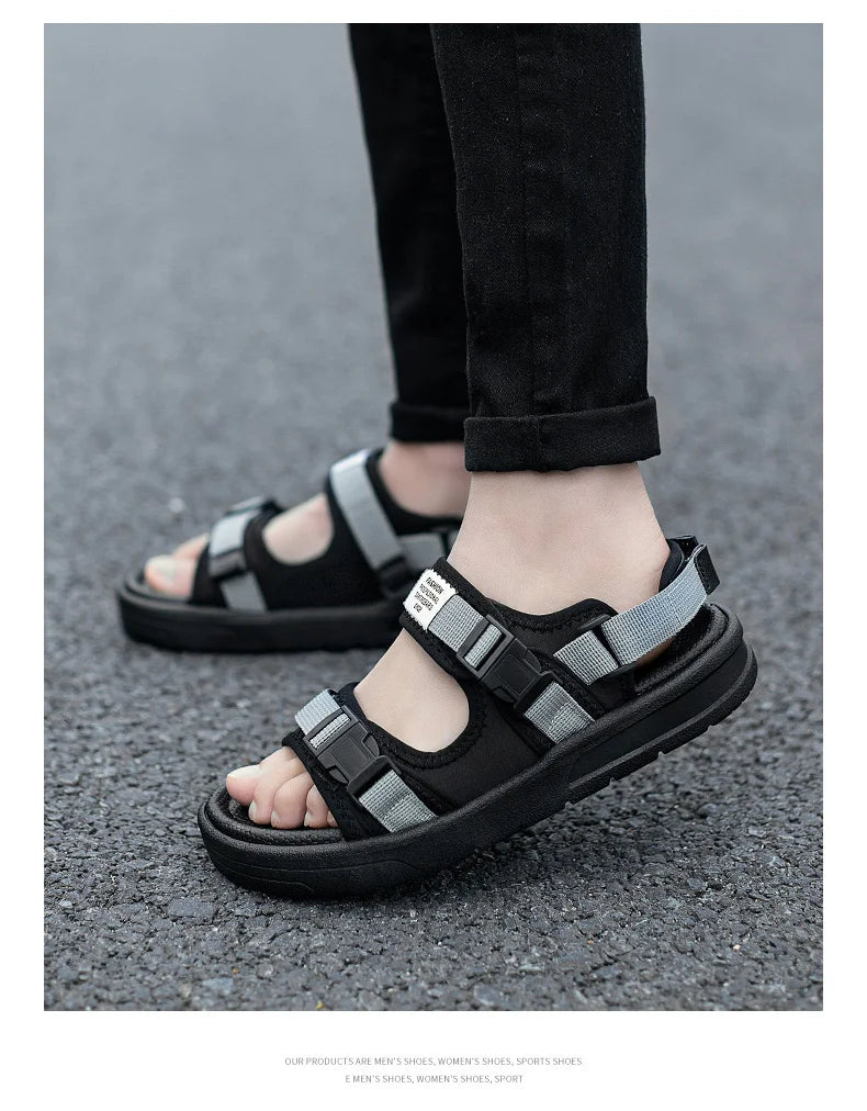 2024 Summer Men's Sandals Comfortable and Lightweight Hook Loop Men Roman Shoes Outdoor Non-Slip Beach Sandals Flip Flop Sandals