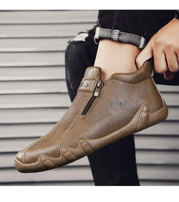 2024 Spring New Men's Casual Leather Shoe Cover Foot Lefu Shoes Flat Soft High Quality Slip-on Loafers