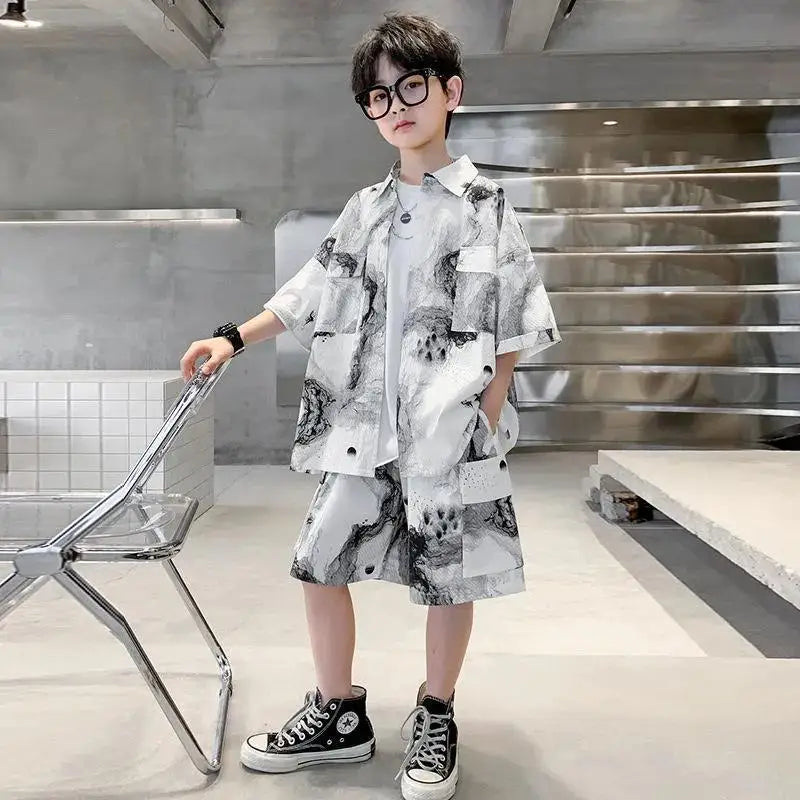 Kids Clothes Set Boys High Quality Fashion New 2023 Cool Boy Sets Spring & Autumn Linen Sets Three Quarter Jackets