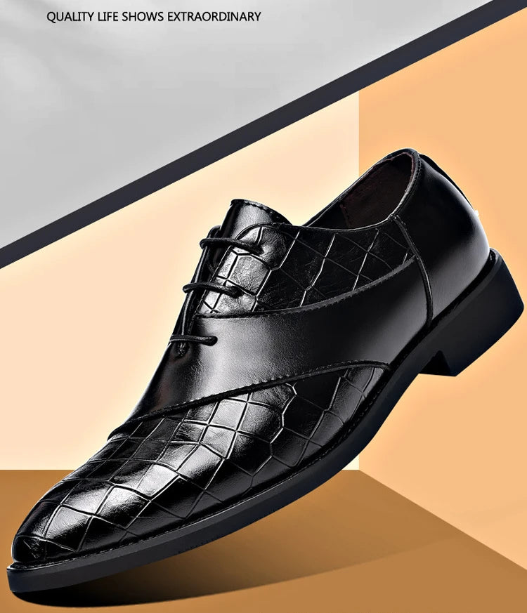 Designer Men's Dress Shoes Luxury Retro Oxford Shoes for Men Pointed Toe Lace-up Business Flats Brogue Wedding Party Shoes Male