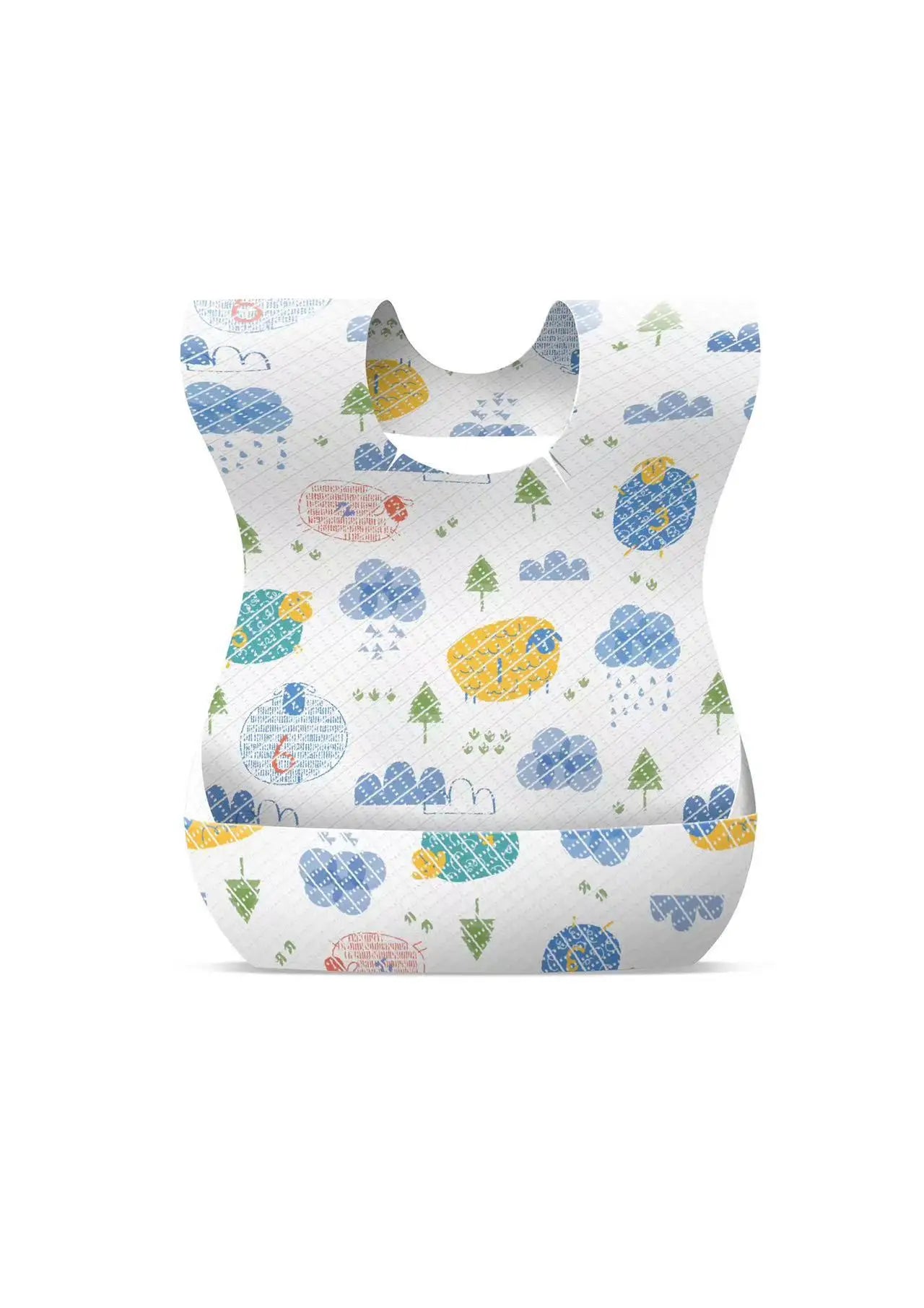50-Pack Disposable Bibs for Babies Aged 6 Months to 2 Years Cartoon Bear Feeding Bib for Boy Girl Non-woven Drool Towel
