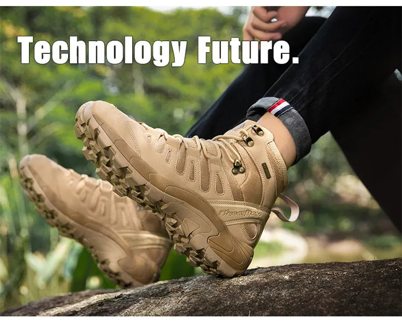 Winter Anti-slip Mens Boots Outdoor Leather Hiking Boots Breathable Men Desert Boots Comfortable Ankle Boots Men Work Shoes