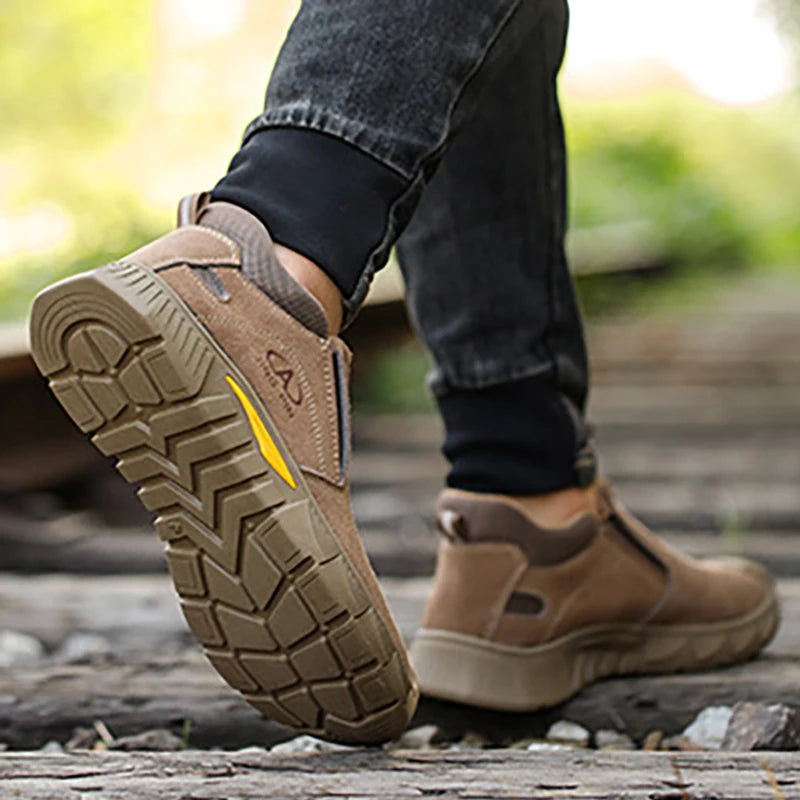 Imwete Fashion Work Safety Shoes Men Breathable Outdoor Hiking Steel Toe Sneakers Electric Welder Insulated Protection Footwear