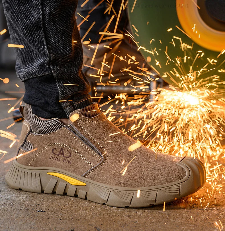 Imwete Fashion Work Safety Shoes Men Breathable Outdoor Hiking Steel Toe Sneakers Electric Welder Insulated Protection Footwear