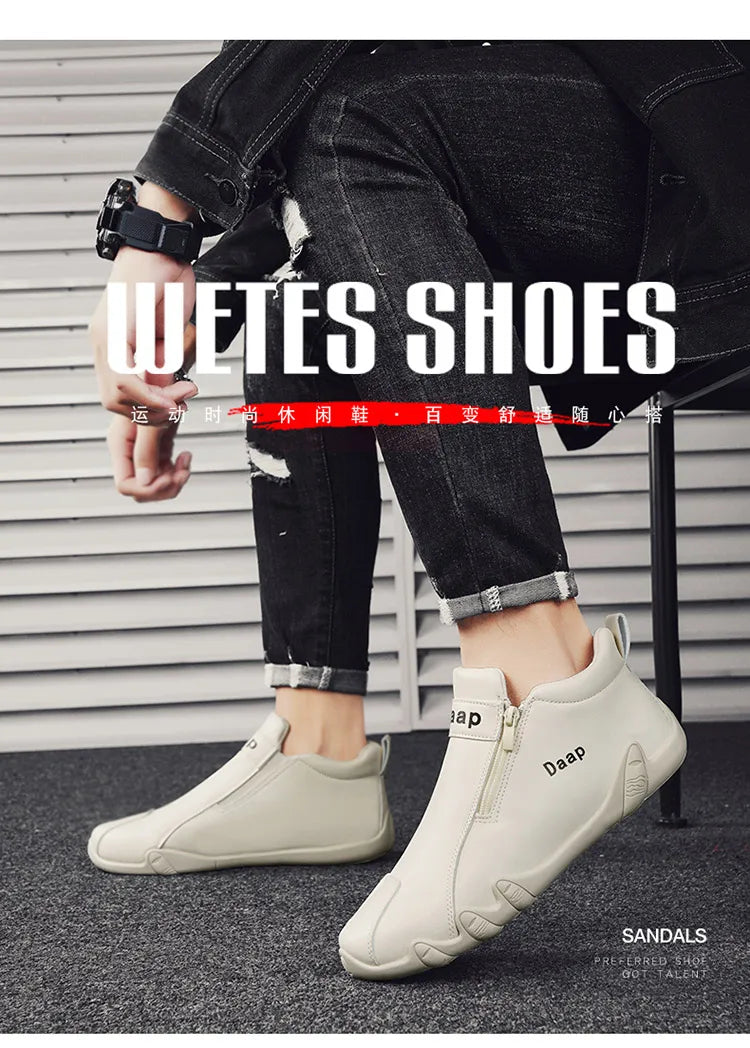 2024 Spring New Men's Casual Leather Shoe Cover Foot Lefu Shoes Flat Soft High Quality Slip-on Loafers