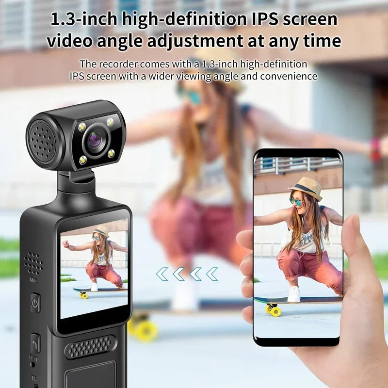 Xiaomi 8K HD Handheld Pocket Camera 180 ° Rotating Mini Portable Camera Wearable Night Vision Outdoor Sports Camera 2025 New