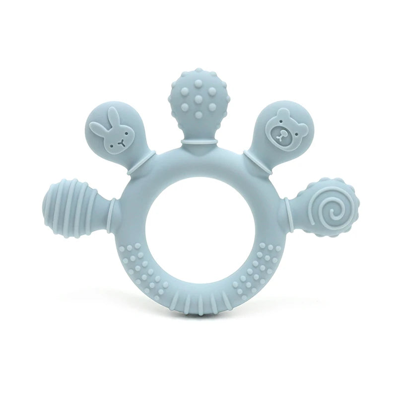 BPA Free Baby Silicone Teethers Sensory Toy Easy to Grasp Infant Teething Toys Food Grade Chewable Toys for Babies Newborn Gifts