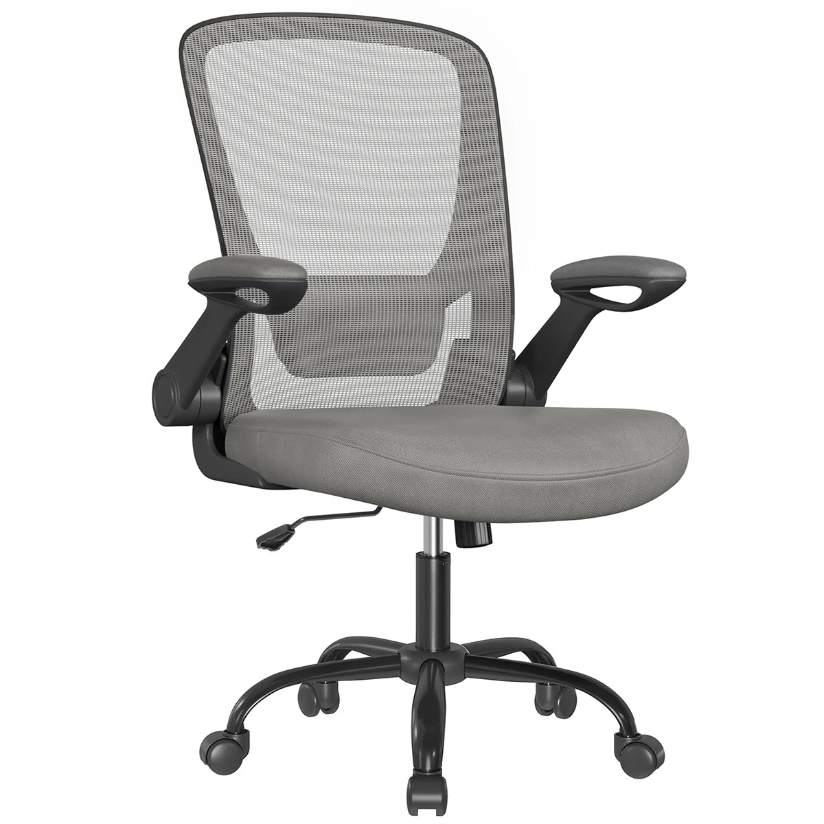 SONGMICS Office Chair, Mesh Desk Chair, Ergonomic Computer Chair, Lumbar Support, Rocking, Seat Width 53 cm, Flip-Up Armrests