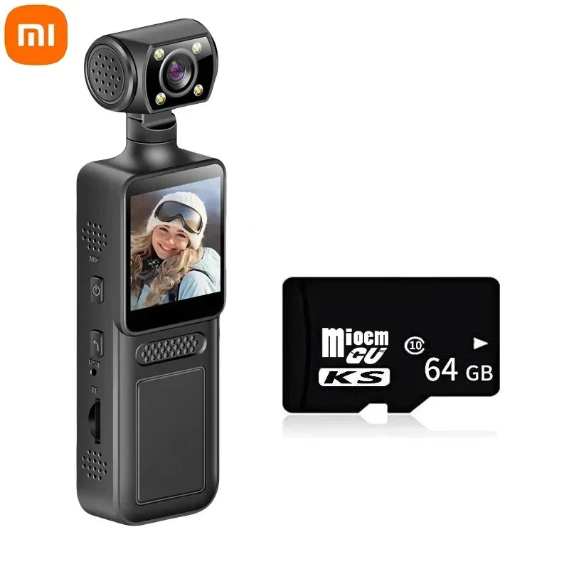 Xiaomi 8K HD Handheld Pocket Camera 180 ° Rotating Mini Portable Camera Wearable Night Vision Outdoor Sports Camera 2025 New
