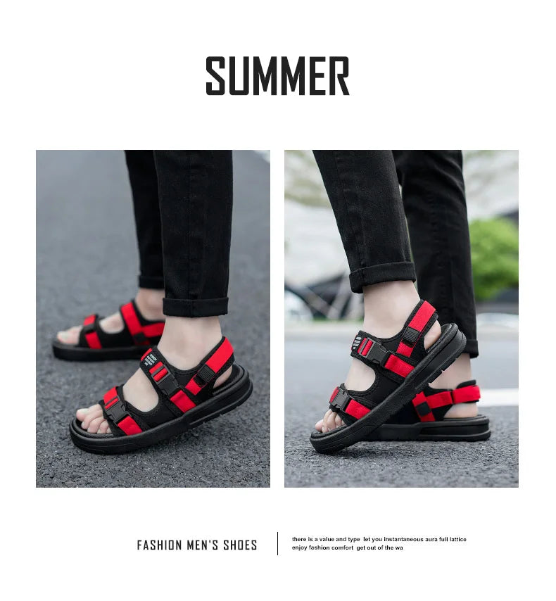 2024 Summer Men's Sandals Comfortable and Lightweight Hook Loop Men Roman Shoes Outdoor Non-Slip Beach Sandals Flip Flop Sandals