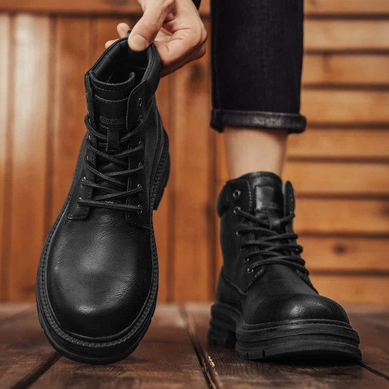 SMVP British casual shoes, high-top leather shoes, man shoes
