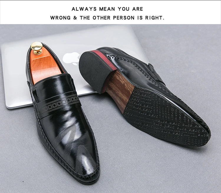 Retro Brown Leather Shoes Men Loafers Comfortable Flat Men's Dress Shoes High Quality Lightweight Business Formal Shoes For Men