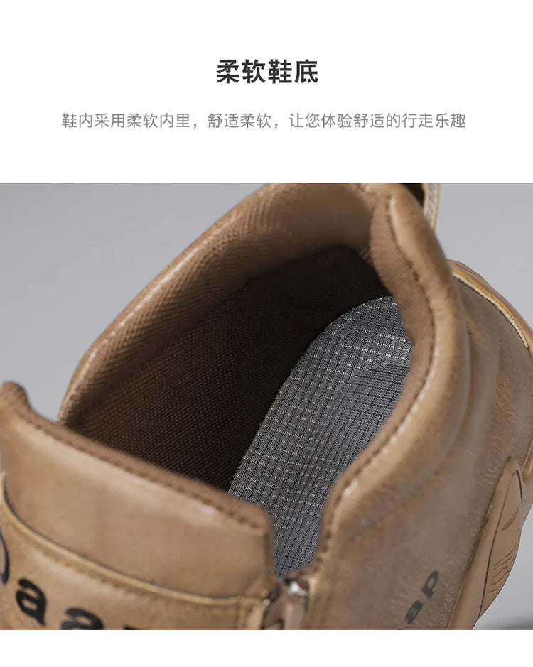 2024 Spring New Men's Casual Leather Shoe Cover Foot Lefu Shoes Flat Soft High Quality Slip-on Loafers