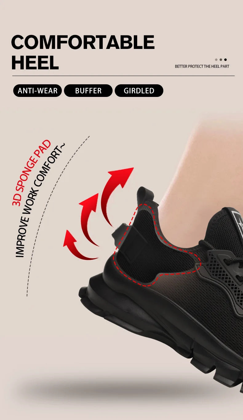 2025 Lightweight Men Safety Shoes Steel Toe Cap work Sneakers Men Protective Shoes Anti-smash Anti-puncture Indestructible Shoes