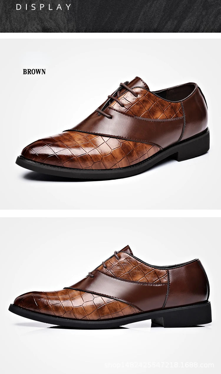 Designer Men's Dress Shoes Luxury Retro Oxford Shoes for Men Pointed Toe Lace-up Business Flats Brogue Wedding Party Shoes Male