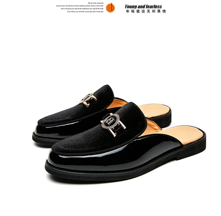 Leather Casual Shoes For Men Luxury Black Mules Fashion Flats Summer Breathable Outdoor Slippers Male Slip On Loafers Designer