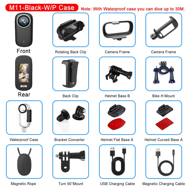 WiFi 4K Mini Thumb Camera Bodycam Action Bike Cam Motorcycle Sport Cam Body Action Sports DV Camcorder 30M Waterproof Optional