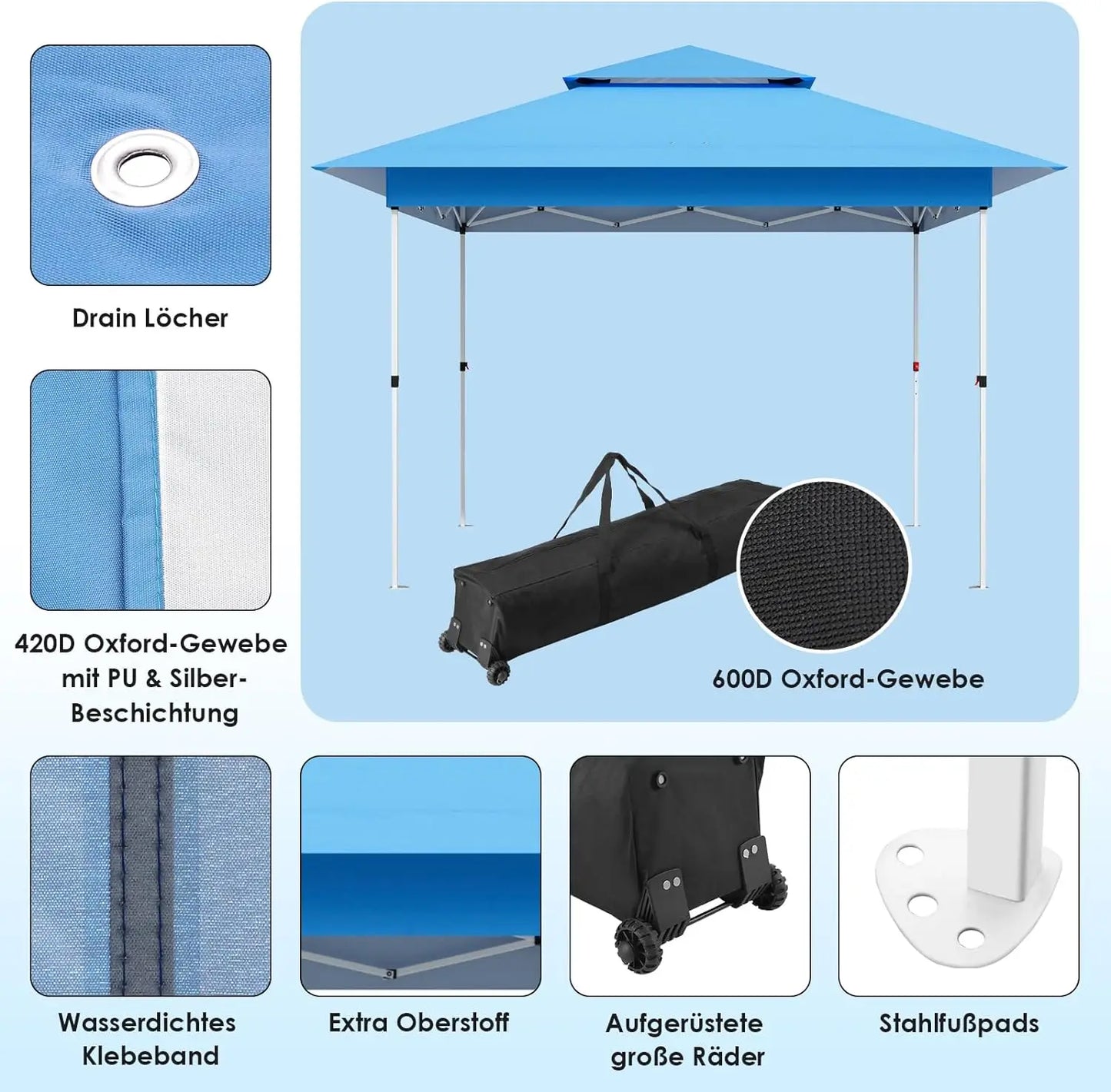3.6x3.6m Garden Gazebo Pop Up Folding Tent Party Wedding Camping Shade Waterproof