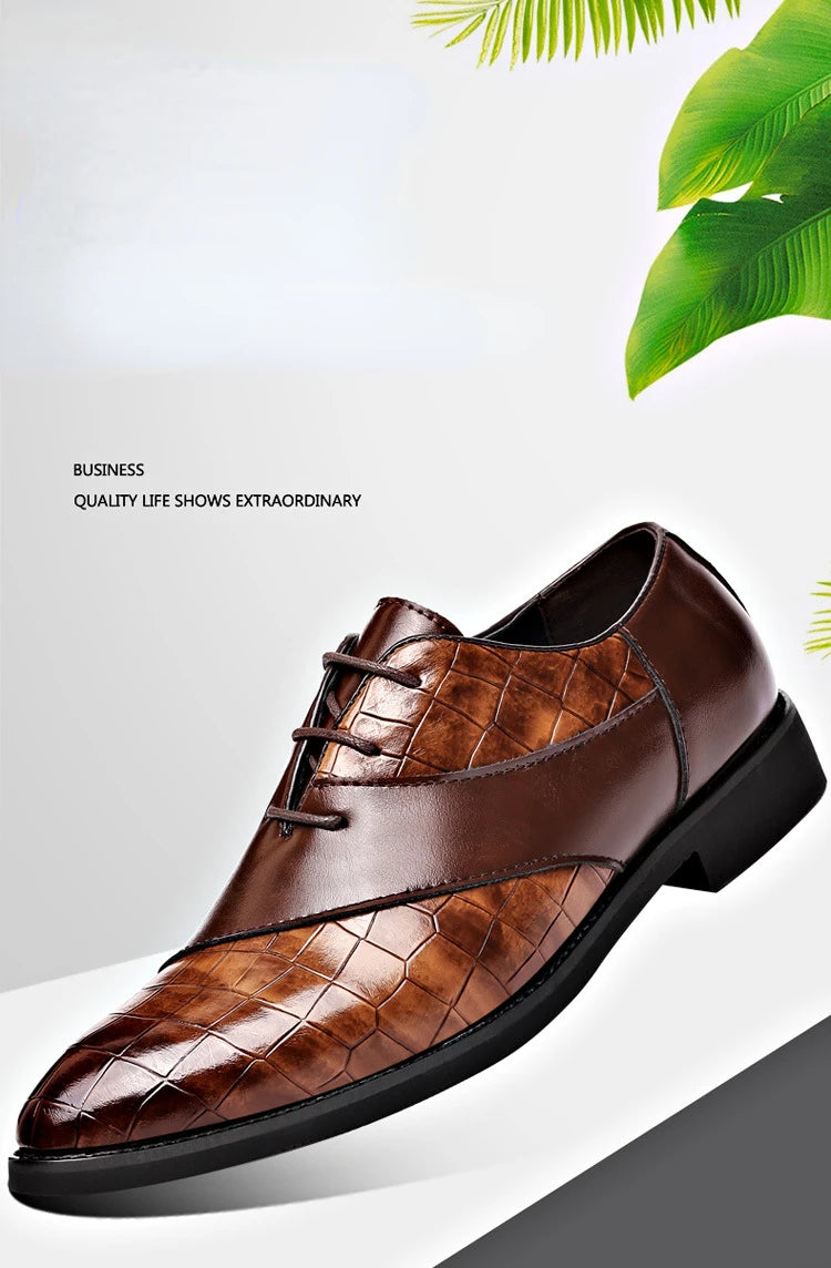 Designer Men's Dress Shoes Luxury Retro Oxford Shoes for Men Pointed Toe Lace-up Business Flats Brogue Wedding Party Shoes Male