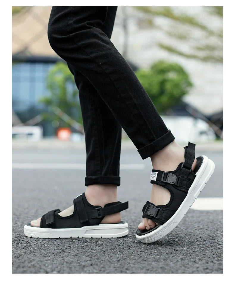 2024 Summer Men's Sandals Comfortable and Lightweight Hook Loop Men Roman Shoes Outdoor Non-Slip Beach Sandals Flip Flop Sandals