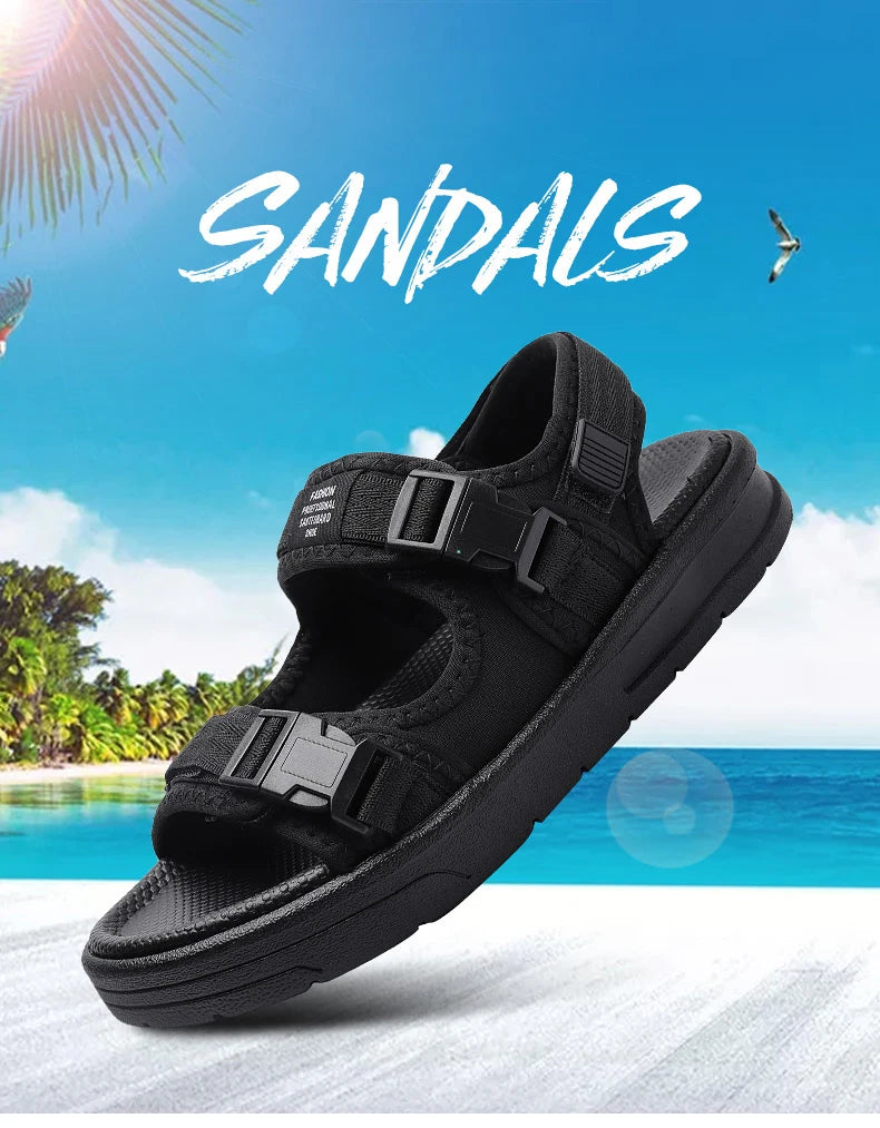 2024 Summer Men's Sandals Comfortable and Lightweight Hook Loop Men Roman Shoes Outdoor Non-Slip Beach Sandals Flip Flop Sandals