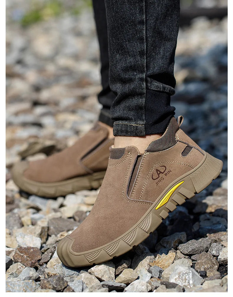 Imwete Fashion Work Safety Shoes Men Breathable Outdoor Hiking Steel Toe Sneakers Electric Welder Insulated Protection Footwear