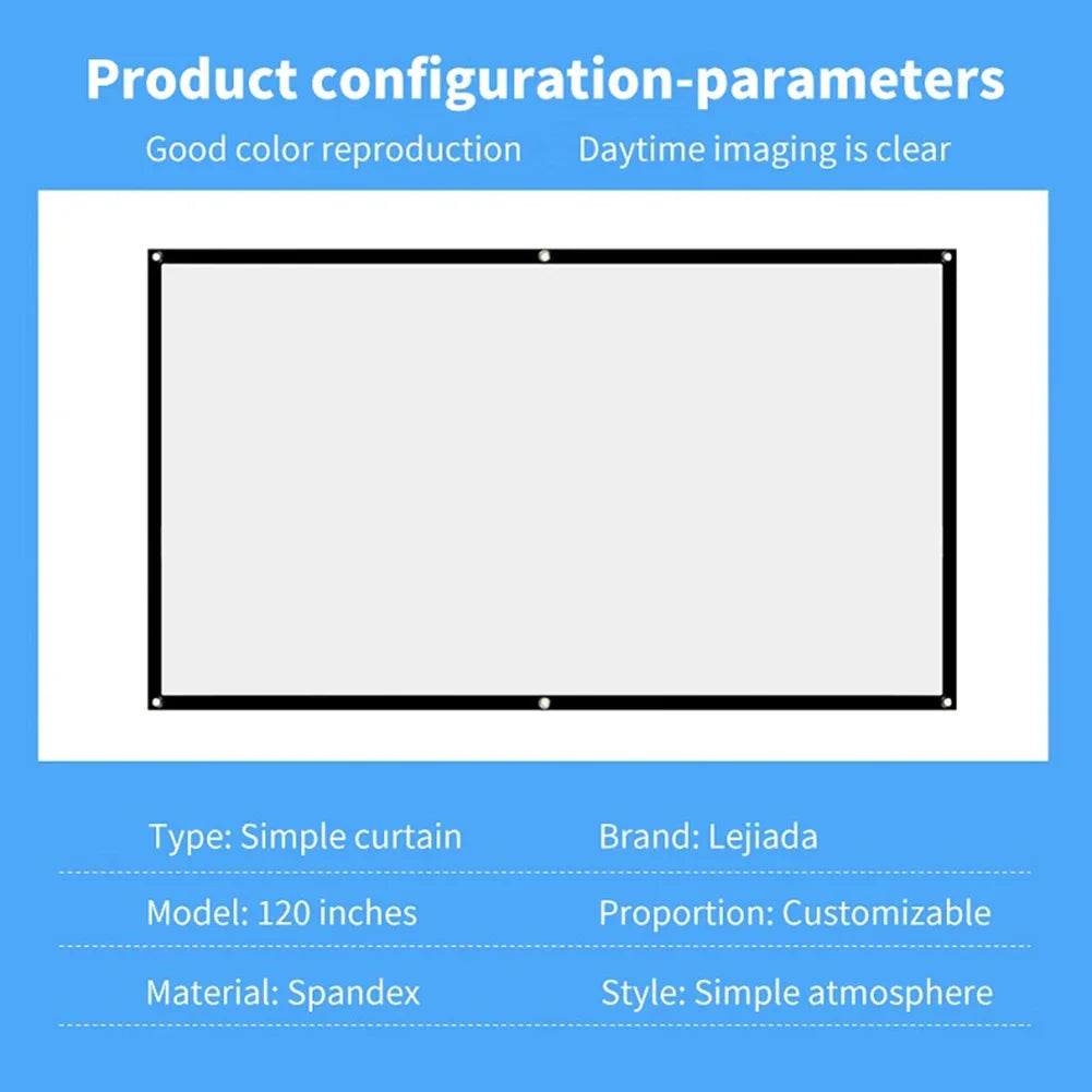 Simple Projector Curtain Home Set Theater Office 16:9 HD Display Projection Screen for Household Bedroom Accessories
