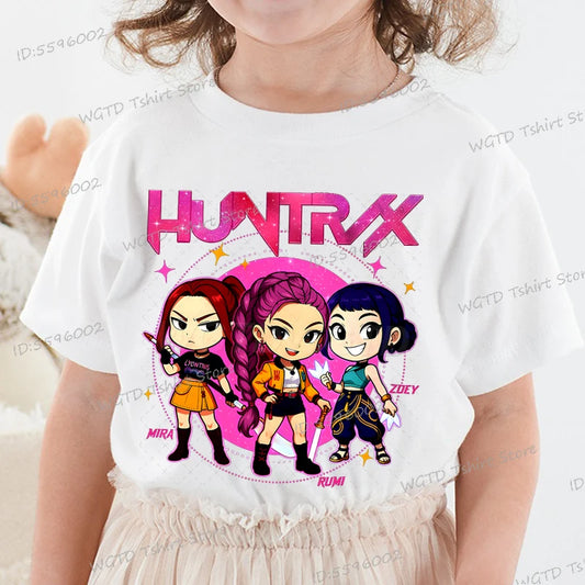 Fashion Casual Kids T-shirt Hot Movie Print Girls Tee Top Funny Cute Gift for Fans Cotton Tshirt Cartoon Children's Clothing