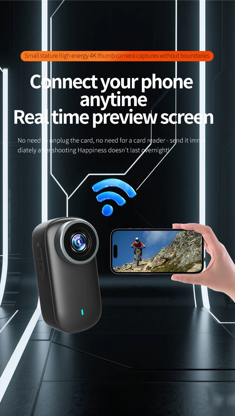 4K Thumb Camera IP68 Waterproof And Dustproof for Outdoor Cycling Outdoor Riding Camera