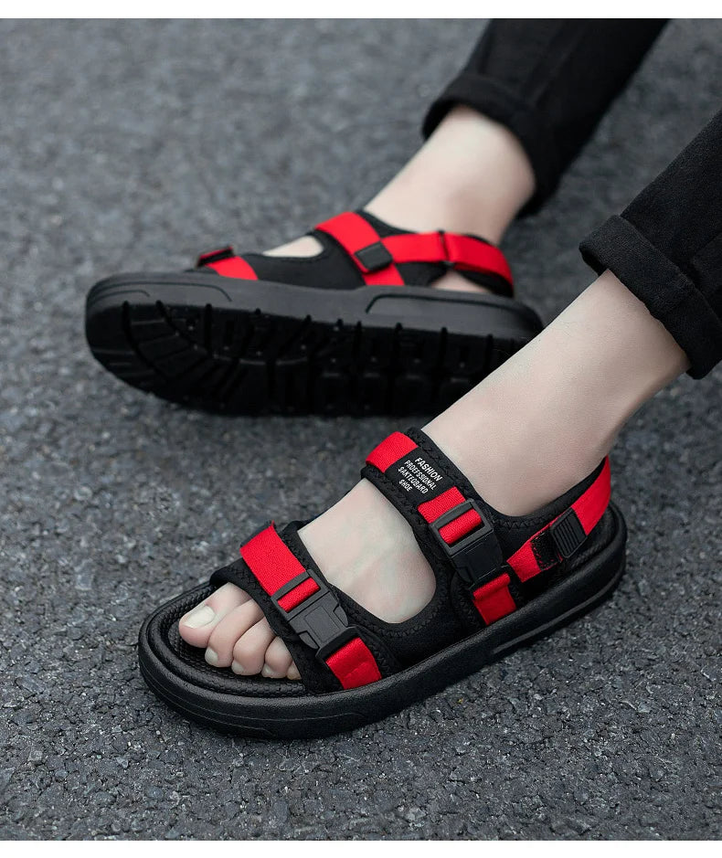 2024 Summer Men's Sandals Comfortable and Lightweight Hook Loop Men Roman Shoes Outdoor Non-Slip Beach Sandals Flip Flop Sandals