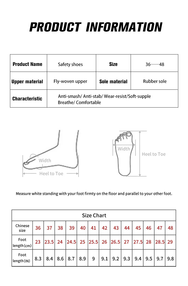 2025 Lightweight Men Safety Shoes Steel Toe Cap work Sneakers Men Protective Shoes Anti-smash Anti-puncture Indestructible Shoes