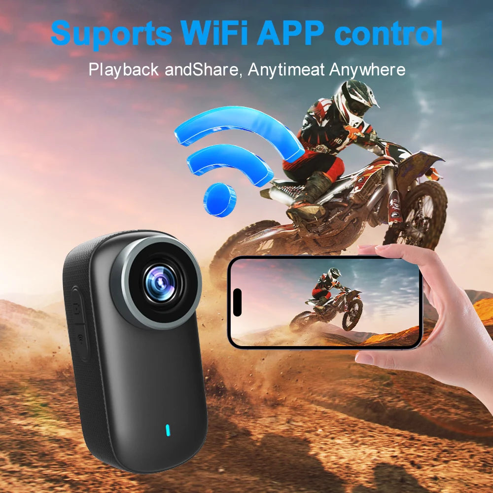 WiFi 4K Mini Thumb Camera Bodycam Action Bike Cam Motorcycle Sport Cam Body Action Sports DV Camcorder 30M Waterproof Optional