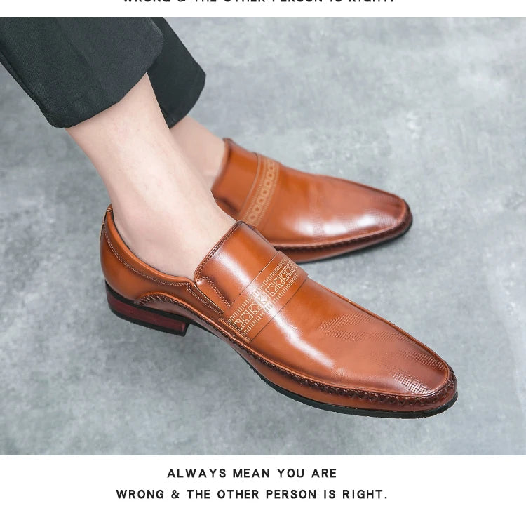 Retro Brown Leather Shoes Men Loafers Comfortable Flat Men's Dress Shoes High Quality Lightweight Business Formal Shoes For Men