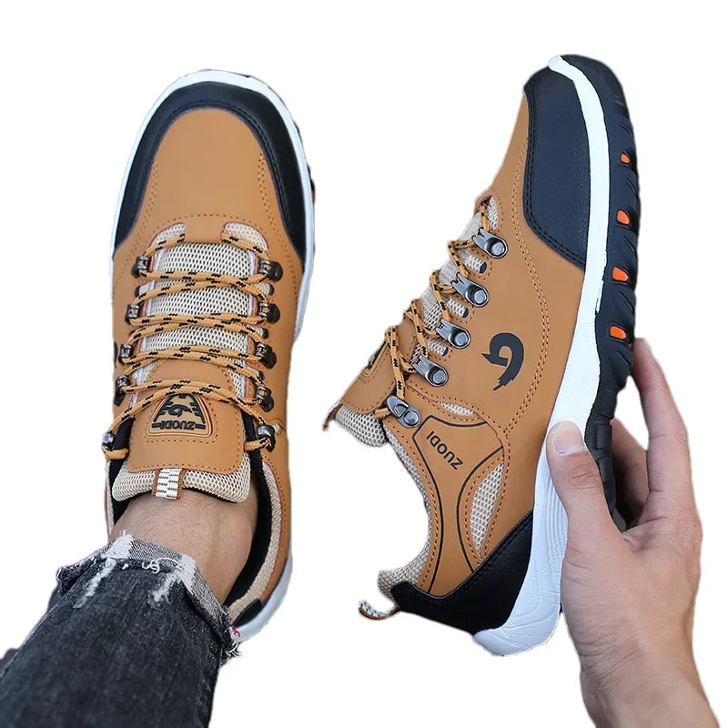 Waterproof Men's Leather Hiking Shoes Camping Running Jogging Shoes Breathable Athletic Trainer Masculino Zapatillas De Deporte