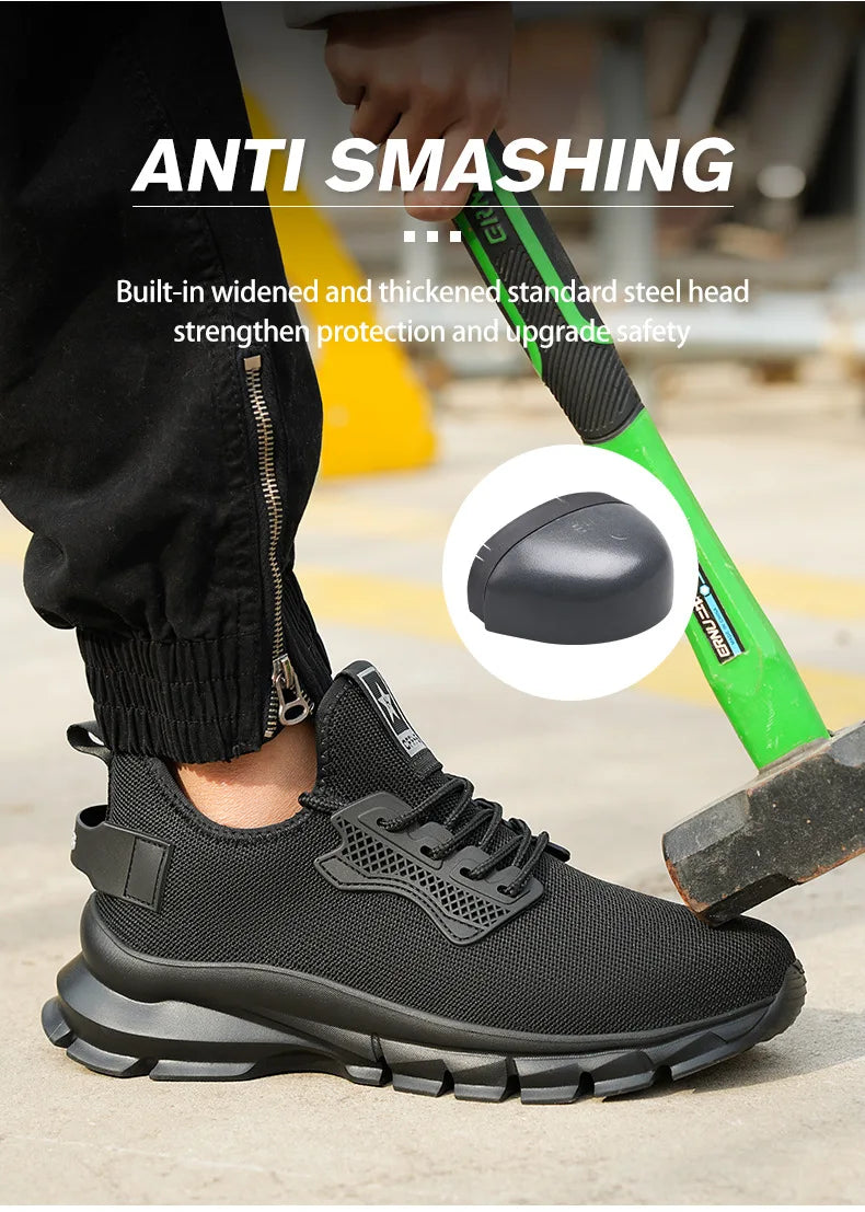 2025 Lightweight Men Safety Shoes Steel Toe Cap work Sneakers Men Protective Shoes Anti-smash Anti-puncture Indestructible Shoes