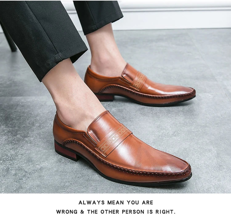 Retro Brown Leather Shoes Men Loafers Comfortable Flat Men's Dress Shoes High Quality Lightweight Business Formal Shoes For Men