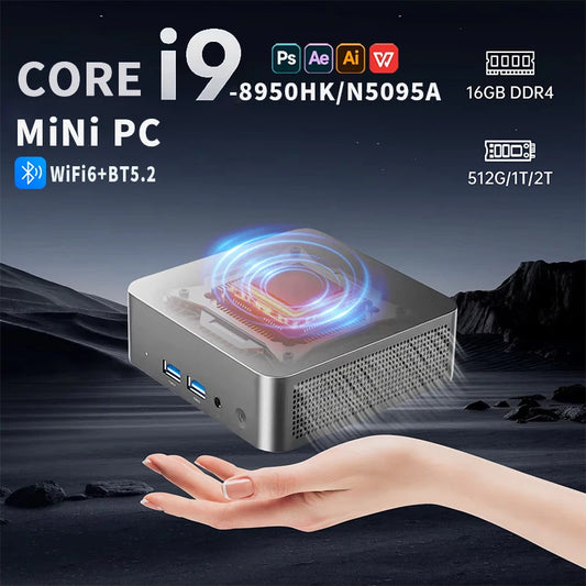 2025  NEW Portable Mini PC Windows 11 Core i9 8950HK Family Computer Dual WIFI 6 BT5.2 4K HD Mini Gaming Pc Desktop