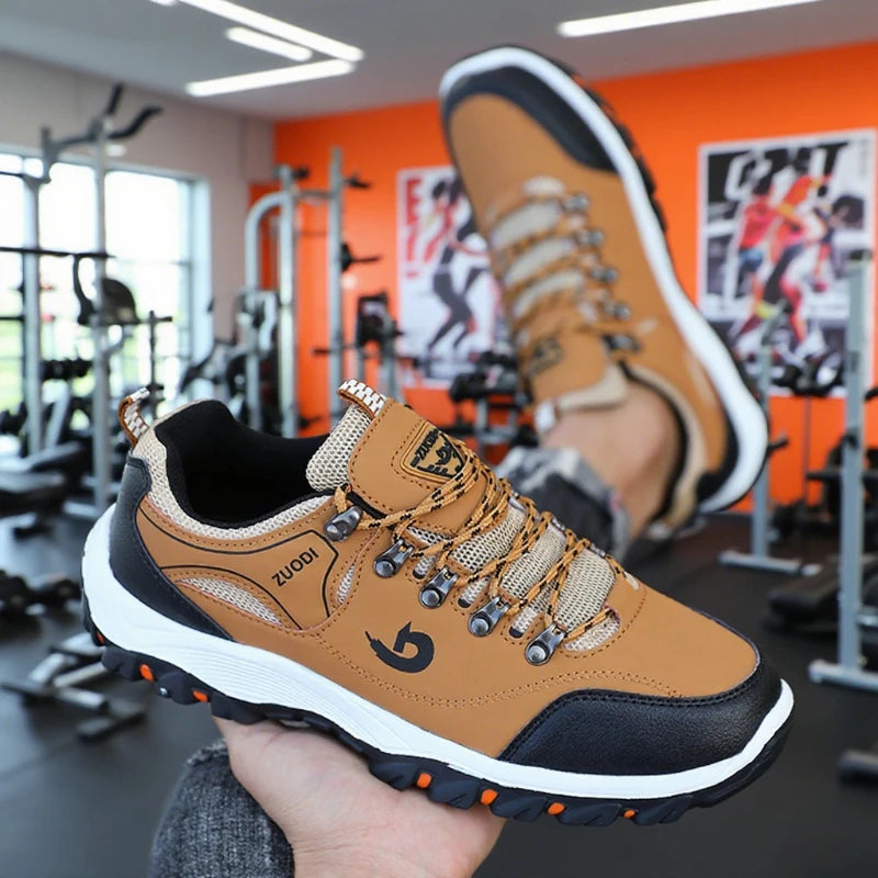 Waterproof Men's Leather Hiking Shoes Camping Running Jogging Shoes Breathable Athletic Trainer Masculino Zapatillas De Deporte