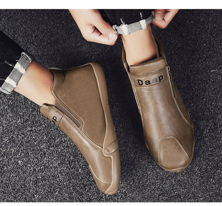 2024 Spring New Men's Casual Leather Shoe Cover Foot Lefu Shoes Flat Soft High Quality Slip-on Loafers