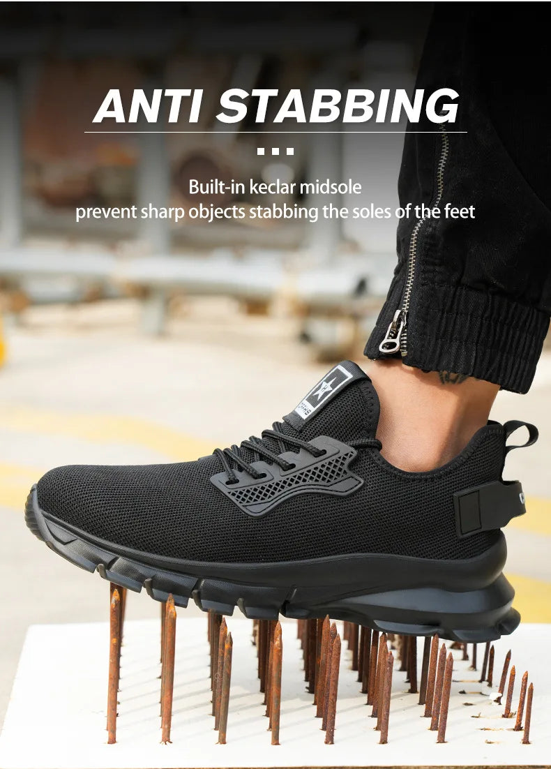2025 Lightweight Men Safety Shoes Steel Toe Cap work Sneakers Men Protective Shoes Anti-smash Anti-puncture Indestructible Shoes