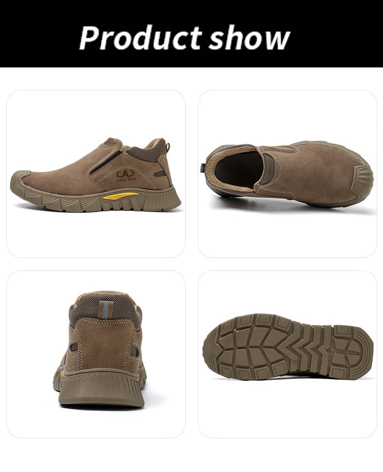 Imwete Fashion Work Safety Shoes Men Breathable Outdoor Hiking Steel Toe Sneakers Electric Welder Insulated Protection Footwear