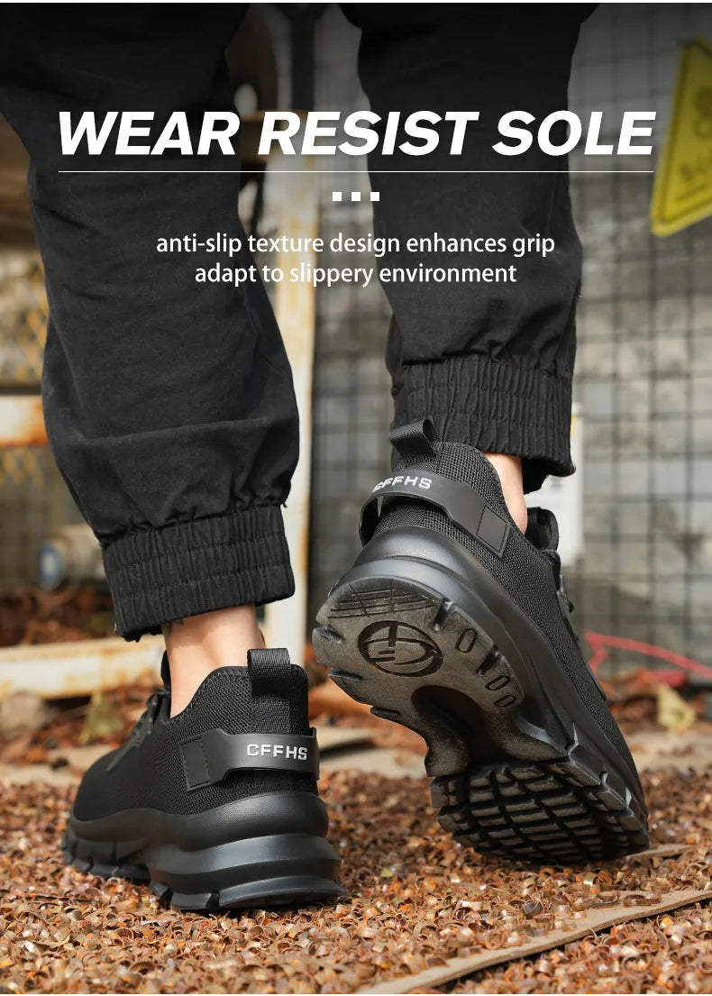 2025 Lightweight Men Safety Shoes Steel Toe Cap work Sneakers Men Protective Shoes Anti-smash Anti-puncture Indestructible Shoes