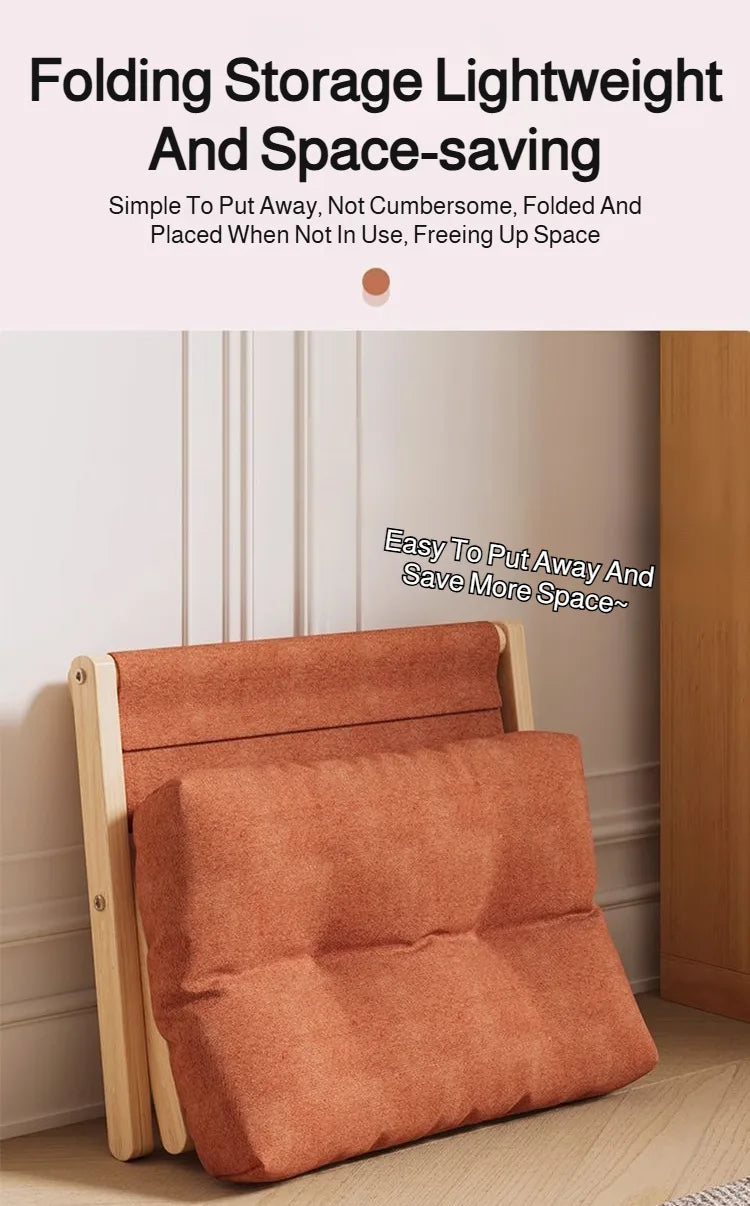 Solid Wood Shoe Changing Stool Footstool Sofa Rest Footstool, Folding Low Stool for The Entryway, Cotton-filled Cushion Stool
