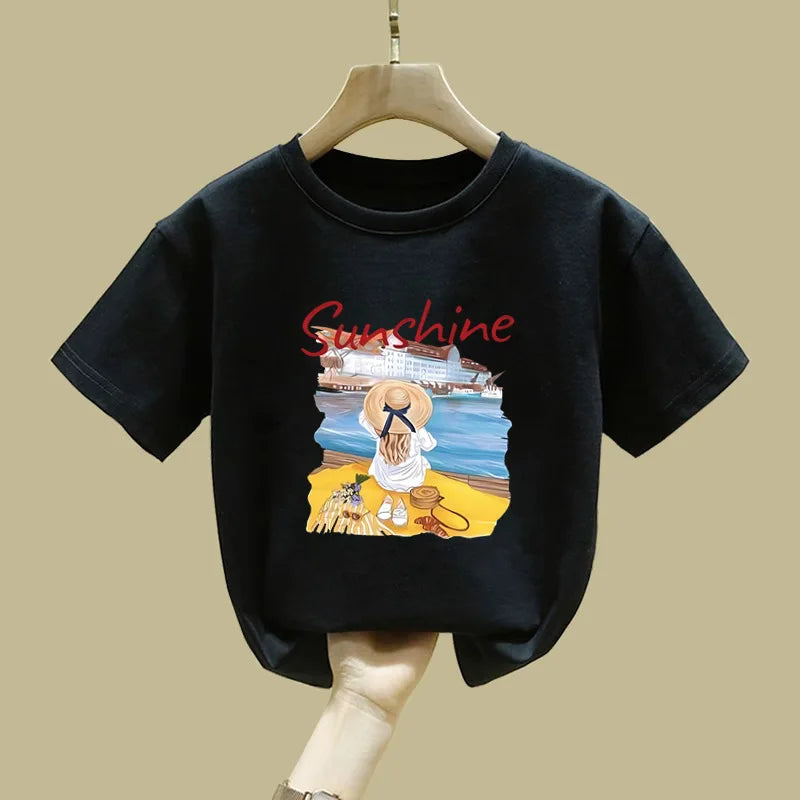 Fashionable Children's and Baby Summer Wear, Summer Cartoon Little Girl T-shirt Tops Are Trendy Kids Clothes