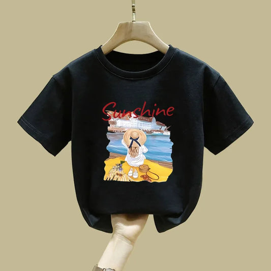 Fashionable Children's and Baby Summer Wear, Summer Cartoon Little Girl T-shirt Tops Are Trendy Kids Clothes