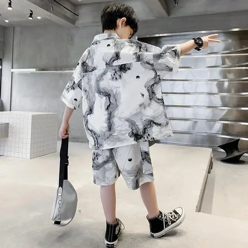 Kids Clothes Set Boys High Quality Fashion New 2023 Cool Boy Sets Spring & Autumn Linen Sets Three Quarter Jackets