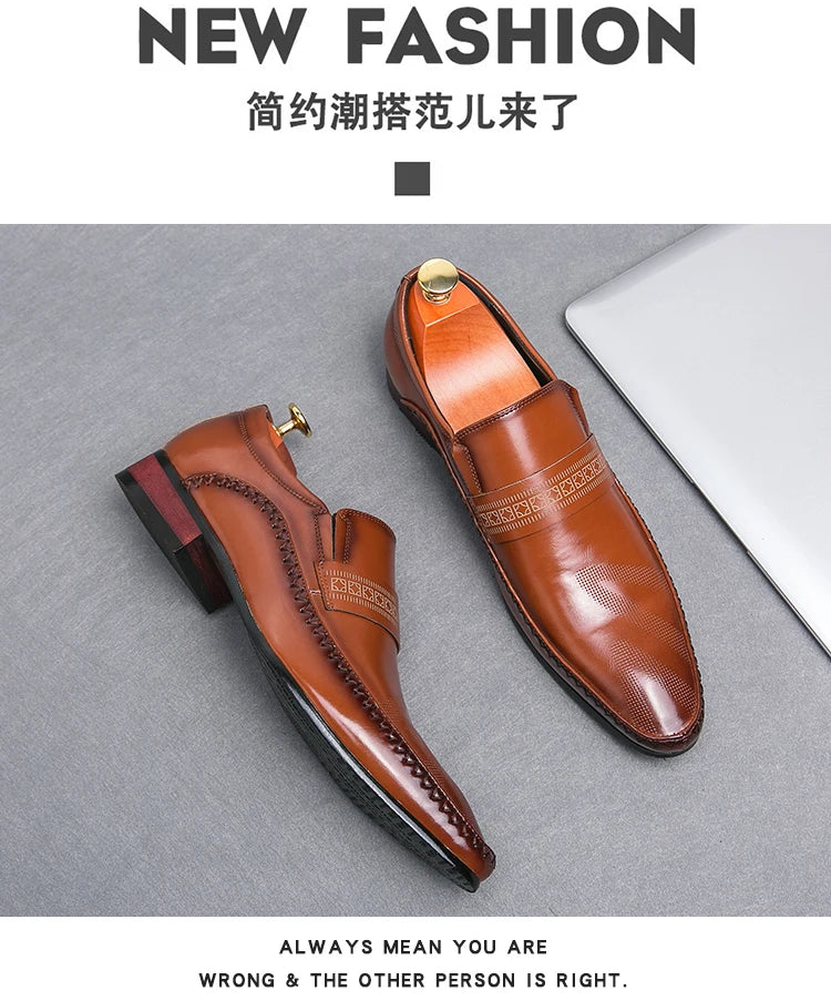 Retro Brown Leather Shoes Men Loafers Comfortable Flat Men's Dress Shoes High Quality Lightweight Business Formal Shoes For Men