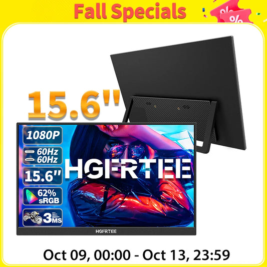 HGFRTEE 15.6inch Portable Monitor FHD-IPS Panel Second Screen for Laptop Gaming Extended Display with Type C HDMI