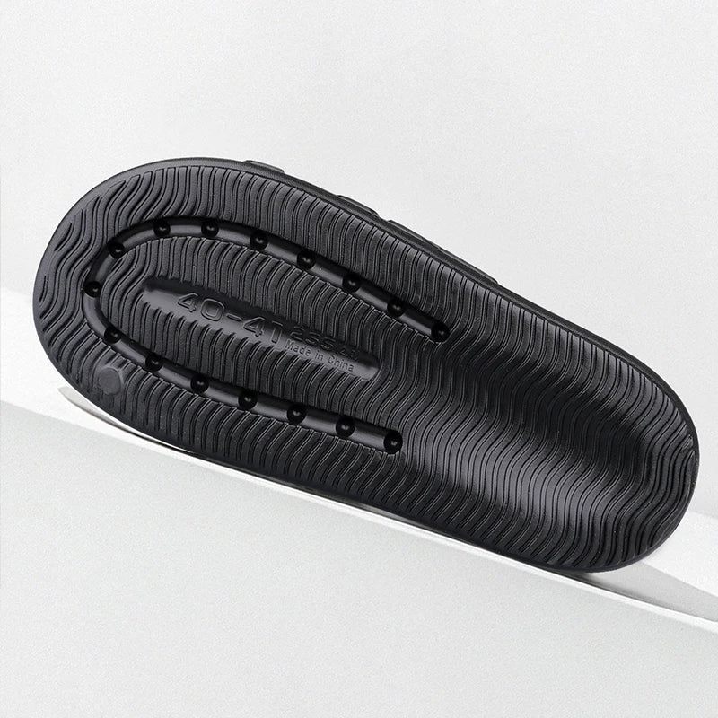Men's sandals and slippers, printed with letters, casual and fashionable anti slip open toe thick sole slippers, suitable for in